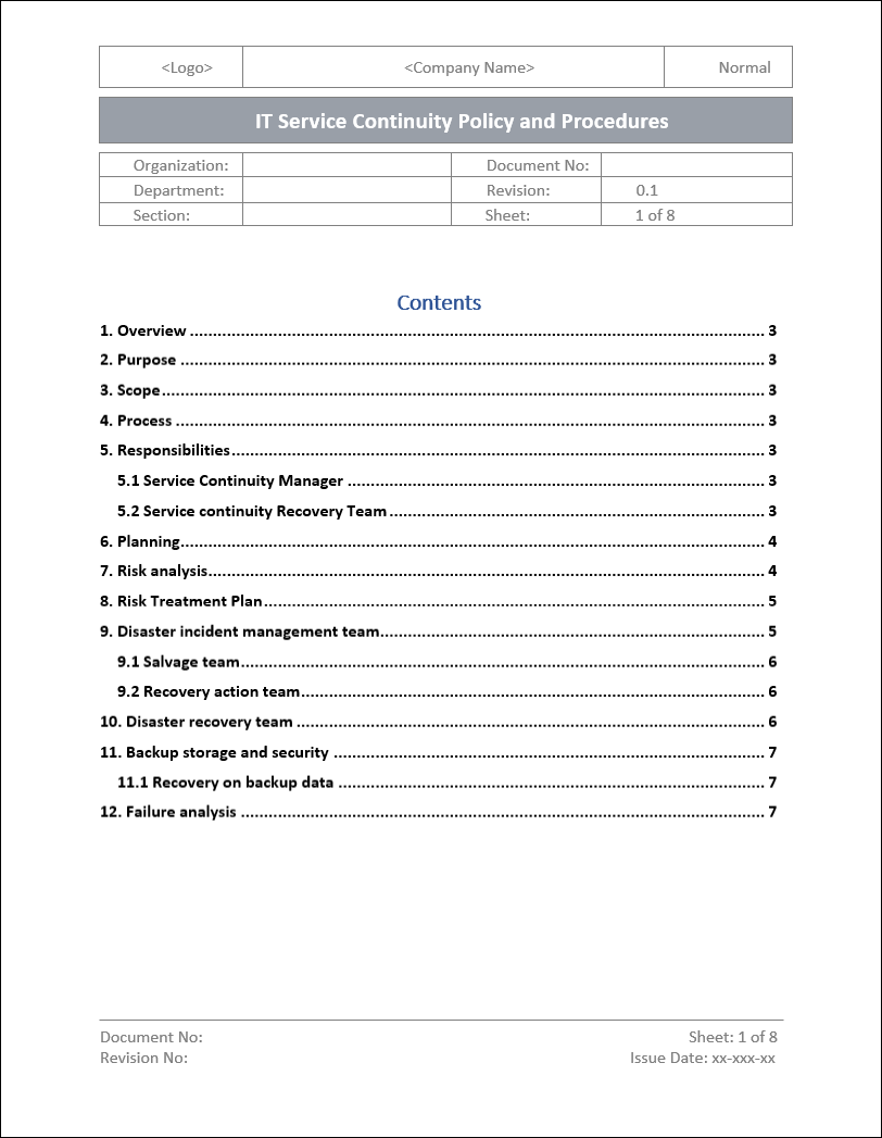 IT Service Continuity Policy