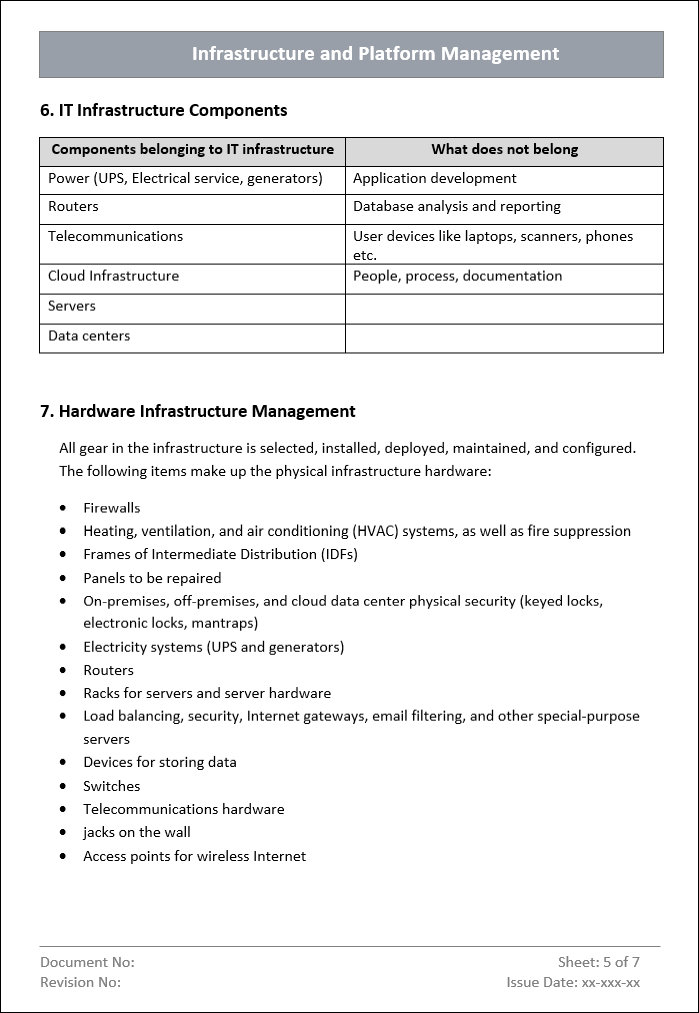 Infrastructure and Platform Management Template