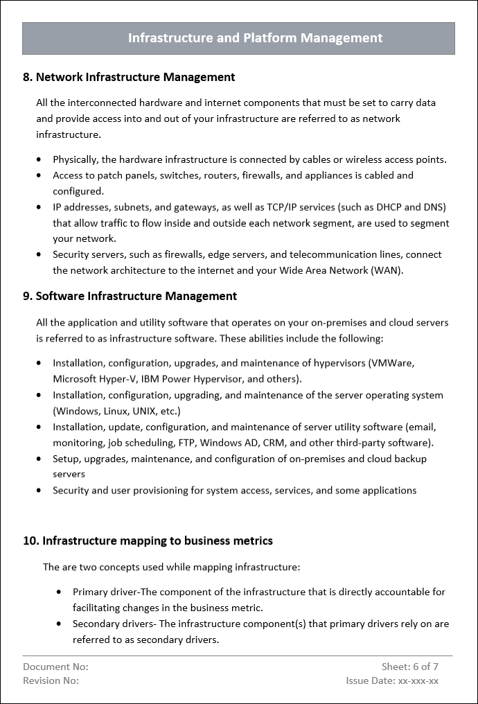 Infrastructure and Platform Management Word Template