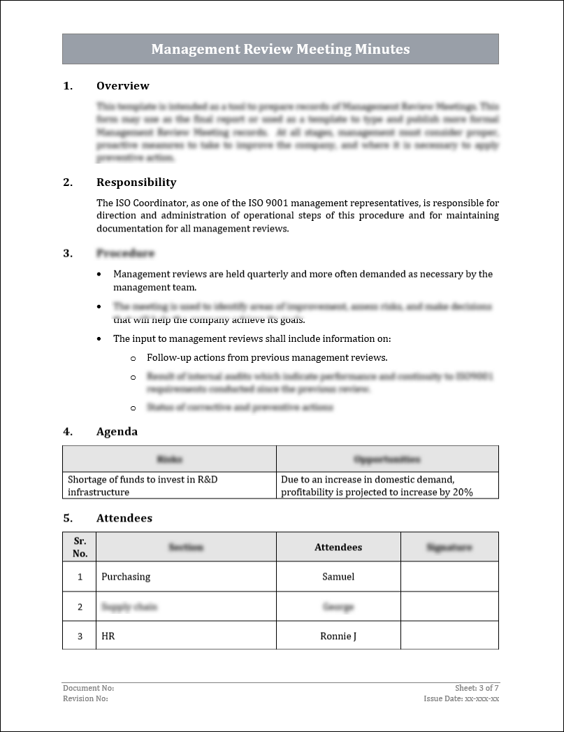 ISO 9001:QMS Management Review Meeting Template – IT Governance Docs