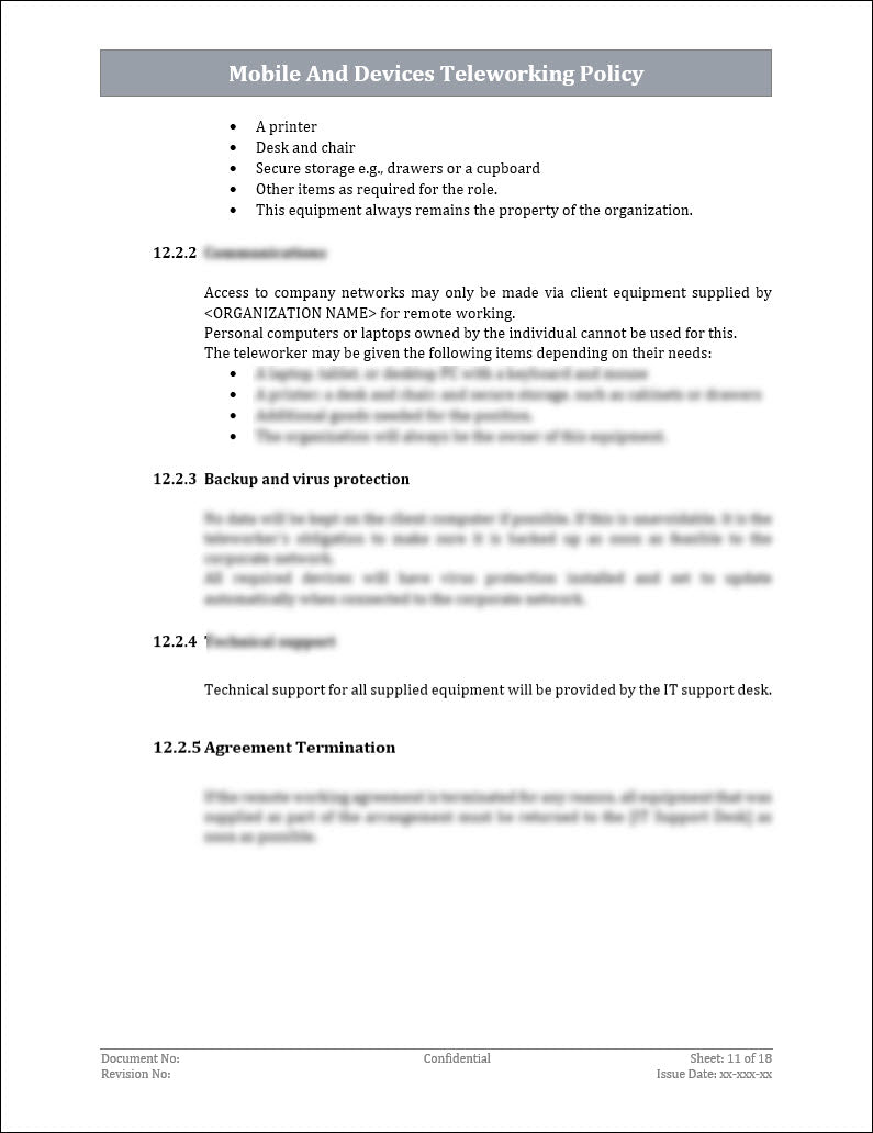 ISO 27001:2022 - Mobile And Devices Teleworking Policy Template