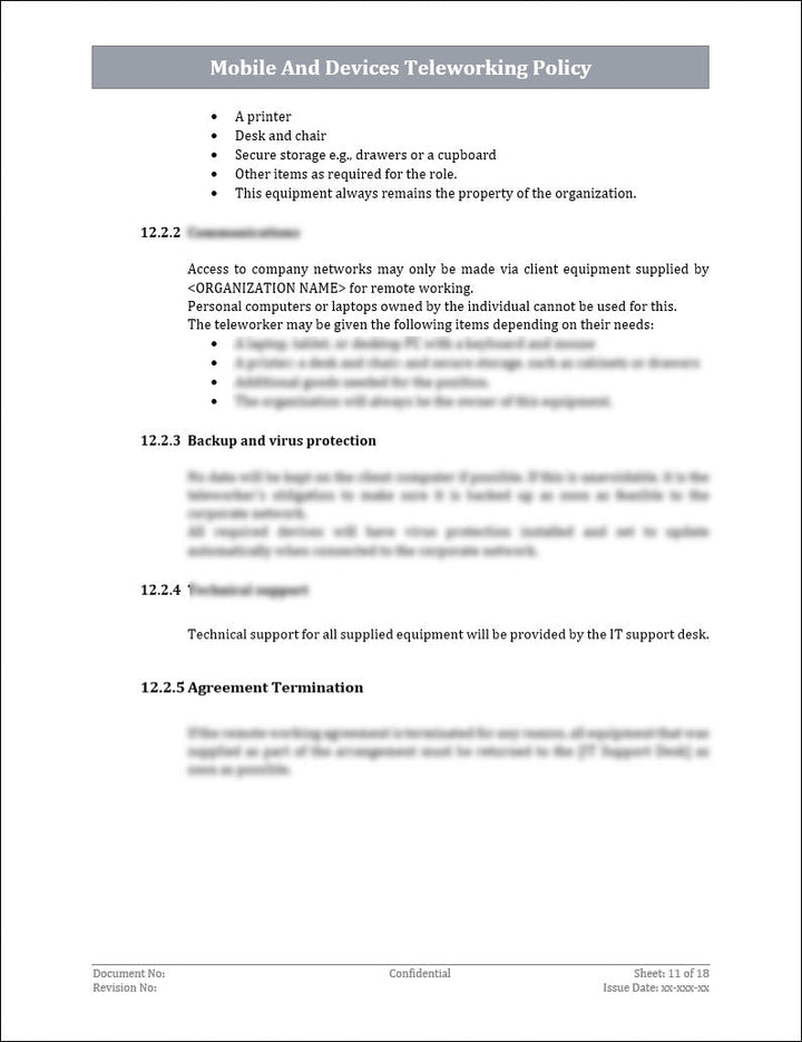 ISO 27001:2022 - Mobile And Devices Teleworking Policy Template