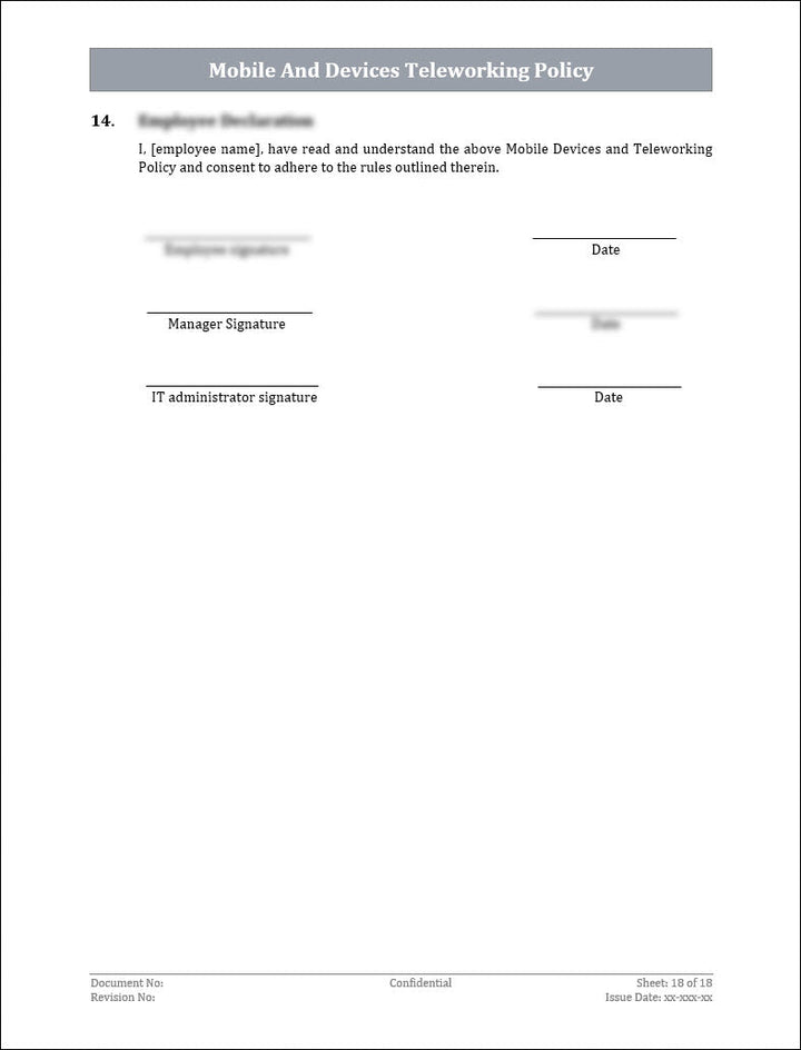 ISO 27001:2022 - Mobile And Devices Teleworking Policy Template