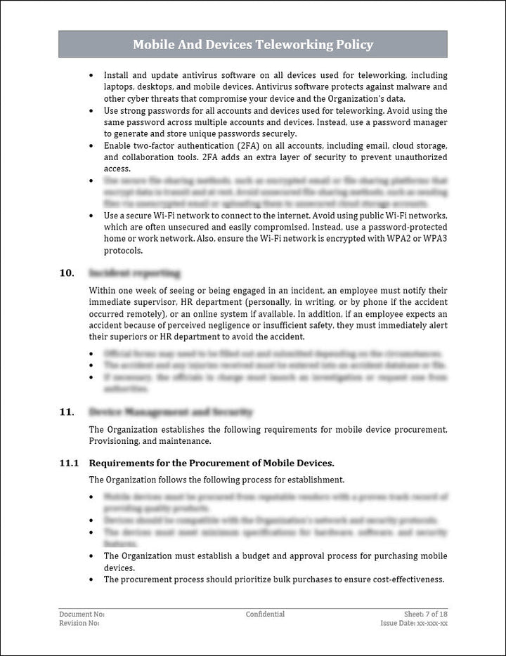 ISO 27001:2022 - Mobile And Devices Teleworking Policy Template