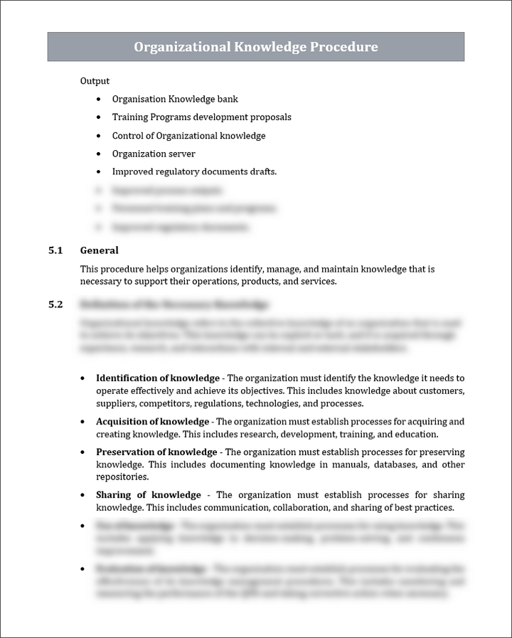 ISO 9001 Organizational Knowledge Procedure Template