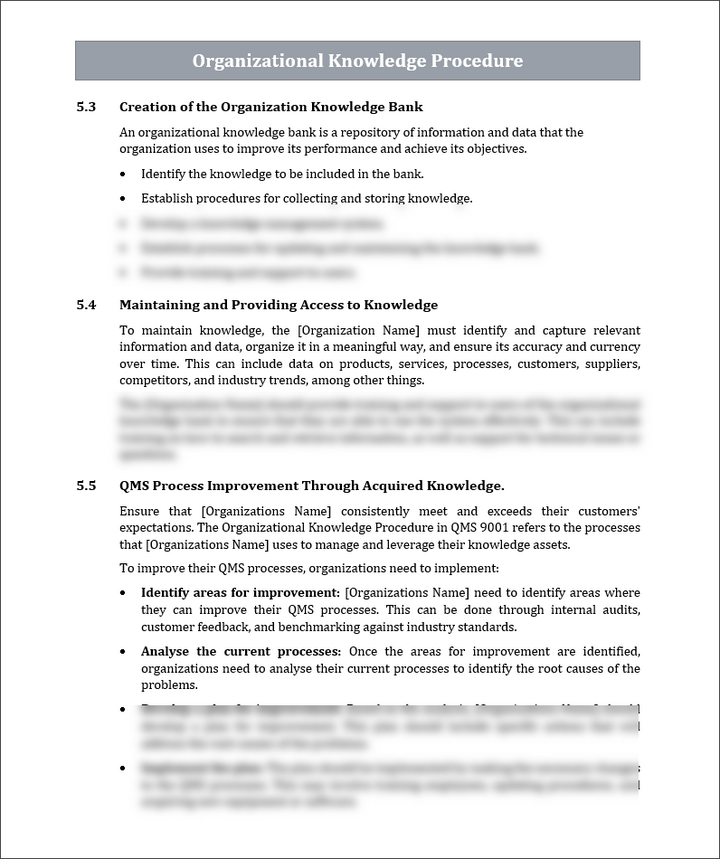 ISO 9001 Organizational Knowledge Procedure Template