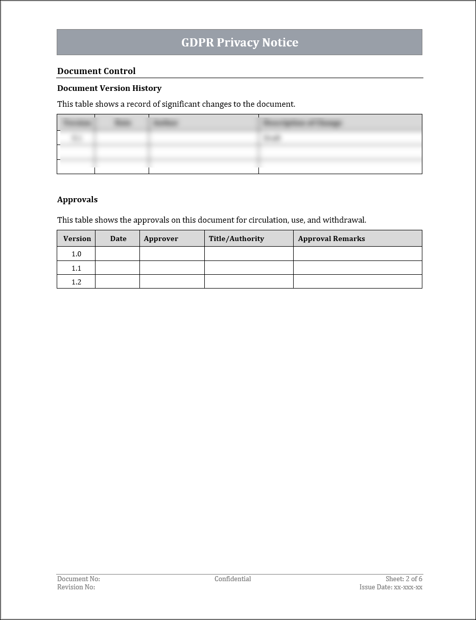 GDPR Privacy Notice Template