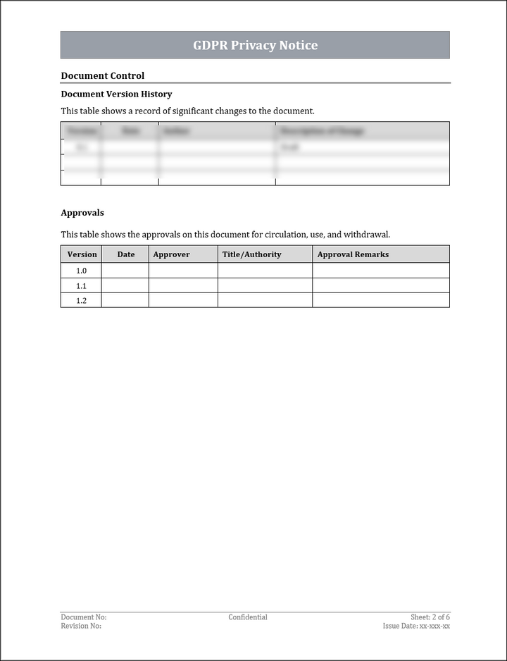 GDPR Privacy Notice Template