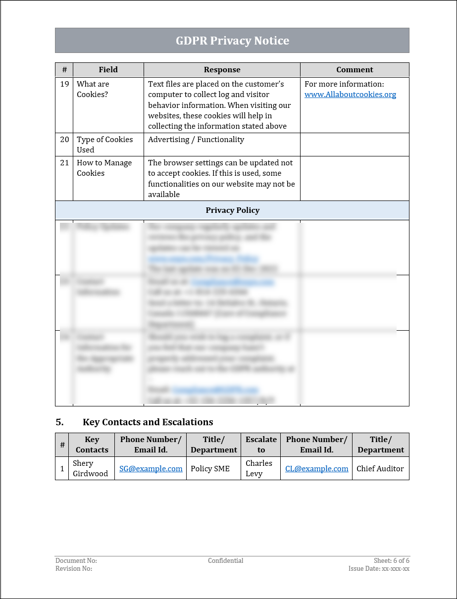 GDPR Privacy Notice Template