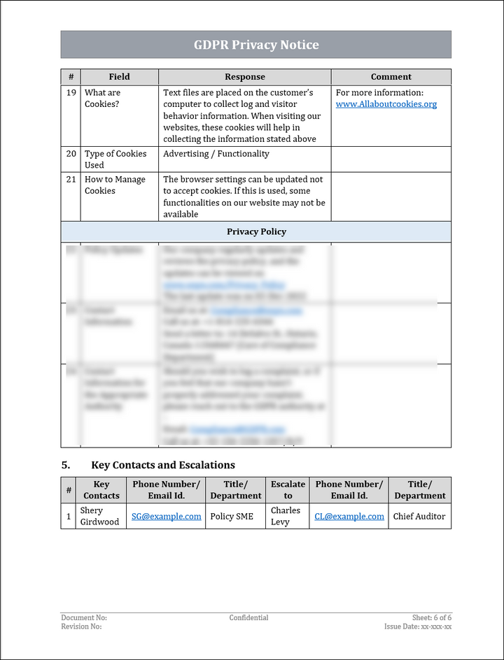 GDPR Privacy Notice Template