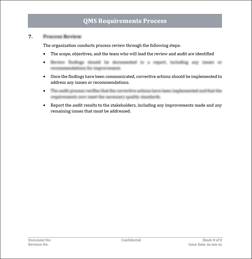 ISO 9001:QMS Requirements Process Template