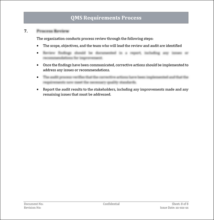 ISO 9001:QMS Requirements Process Template