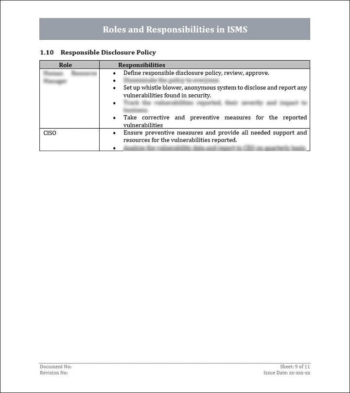 ISO 27001:2022 - Roles and Responsibilities In ISMS Template