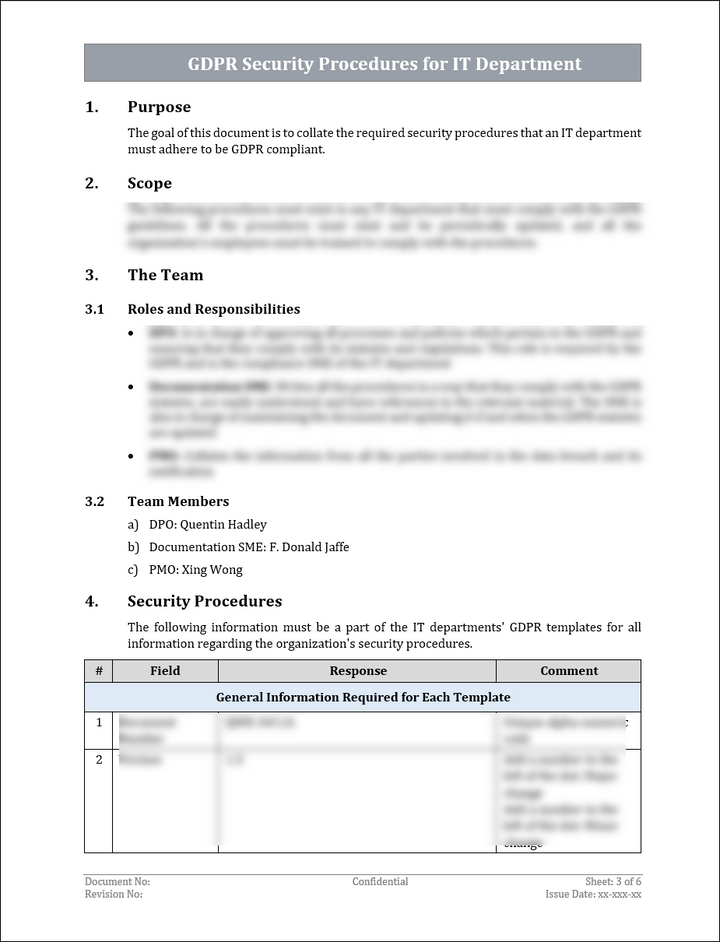 GDPR Security Procedures for IT Department Template