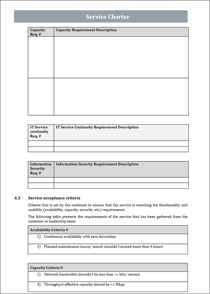 Service Charter Template, Service Charter