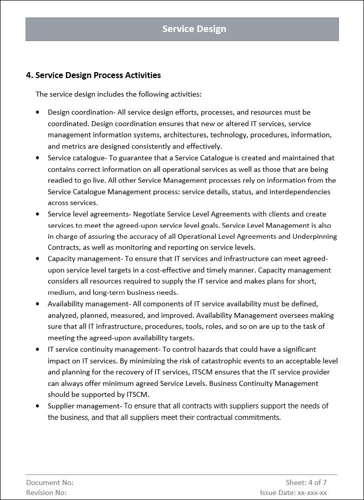 Service Design process Activities