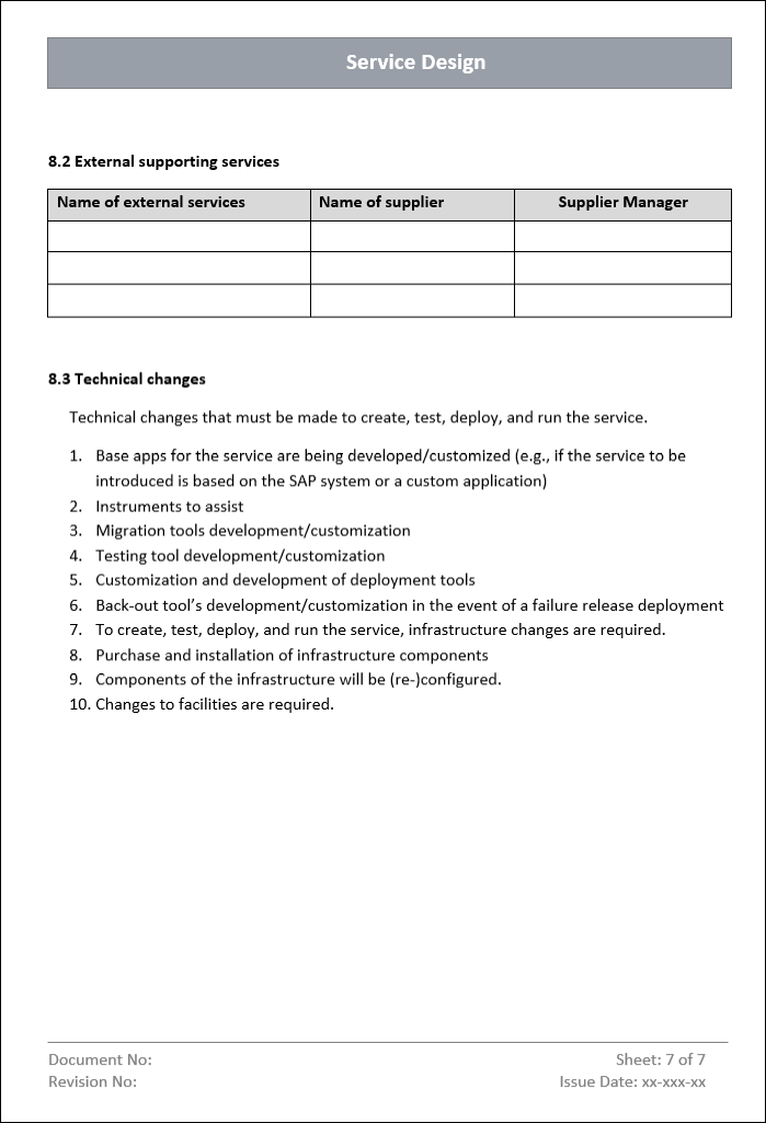 Service Design Technical Changes