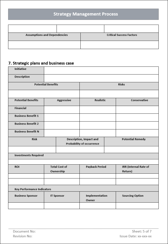 Strategy Management Process Template Word