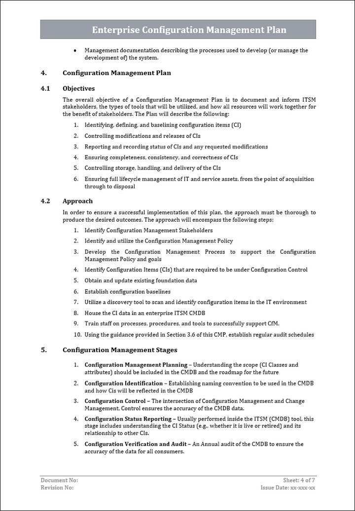 Enterprise Configuration management plan Word Template, Configuration management plan