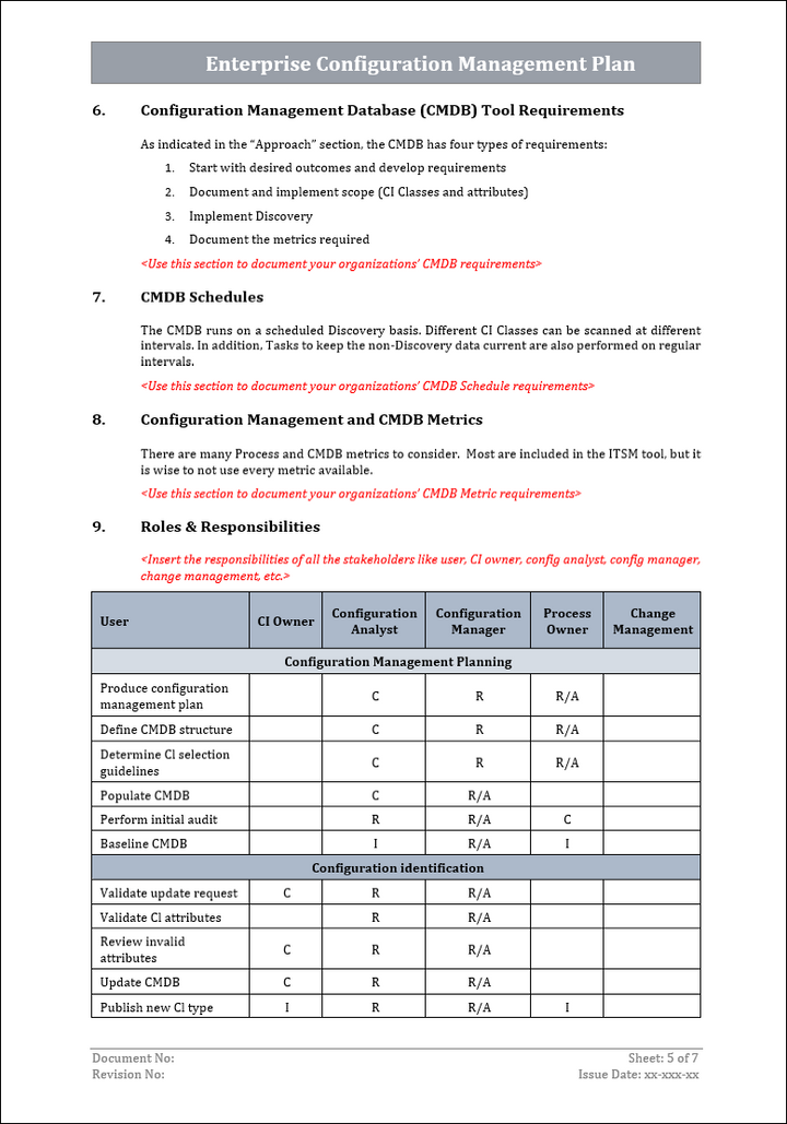 Enterprise Configuration management plan Template Word