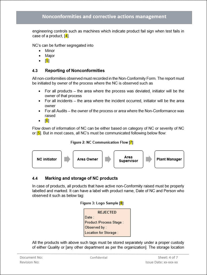 nonconformity and corrective actions management, nonconformities and corrective actions management