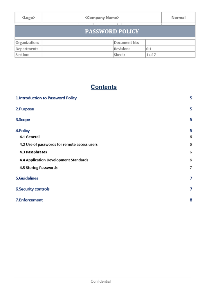 password policy, password policy template